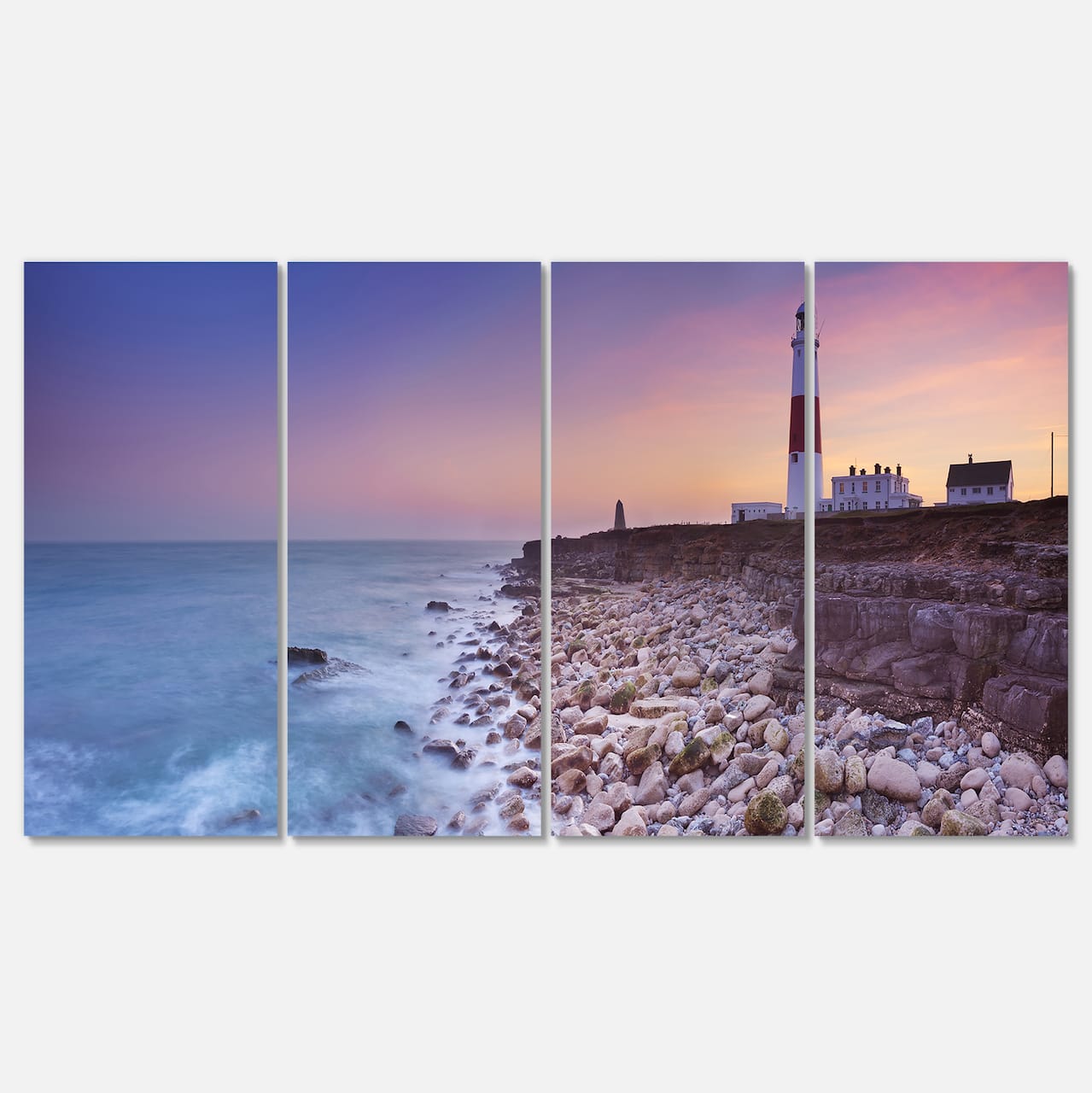 Designart - Portland Bill Lighthouse in Dorset - Modern Seashore Canvas Wall Art